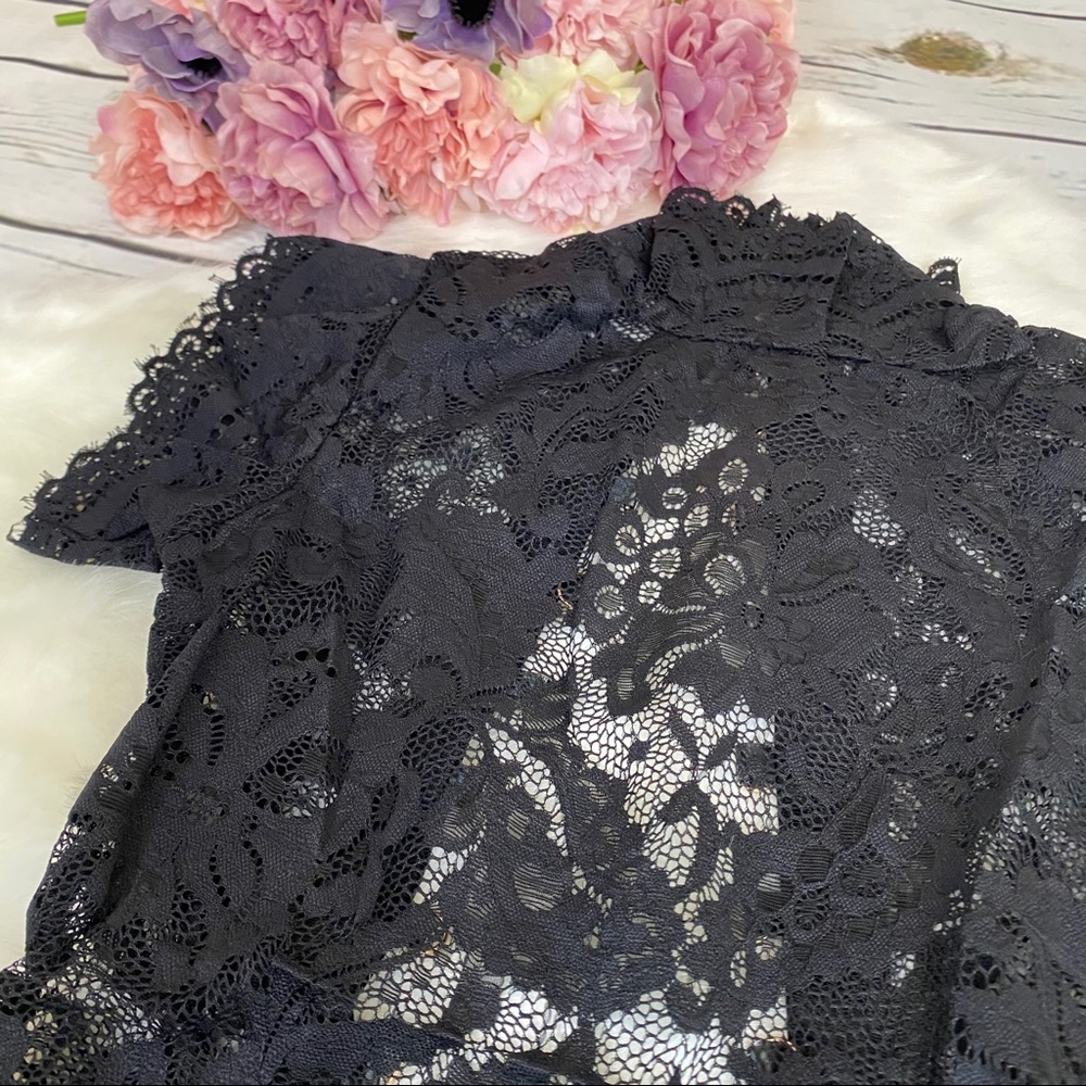 Sexy Black Lace High Neck Corset Back Bodysuit - Picture 10 of 16